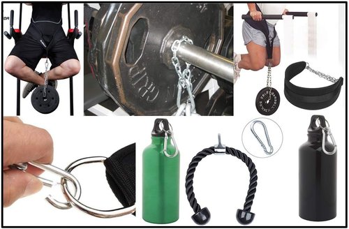 Branded Boards Black & Silver Heavy Duty Bushcraft Locking Thumb Screw Closure Zinc-Galvanized Steel Carabiner Spring Snap Clip Link Hooks 200-400lb Load. 6 & 12 Packs (5cm 6-Pack Black)