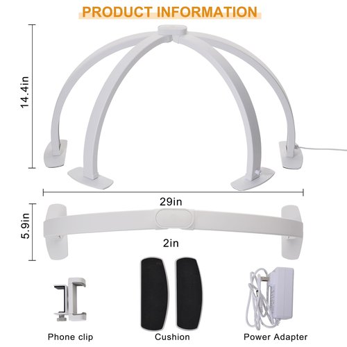 Half Moon Light for Nail Desk, Nail Lamp for Desk with Phone Holder and 10 Adjustable Brightness and 3 Color Temperature for Manicure, Tattoos, Eyebrows