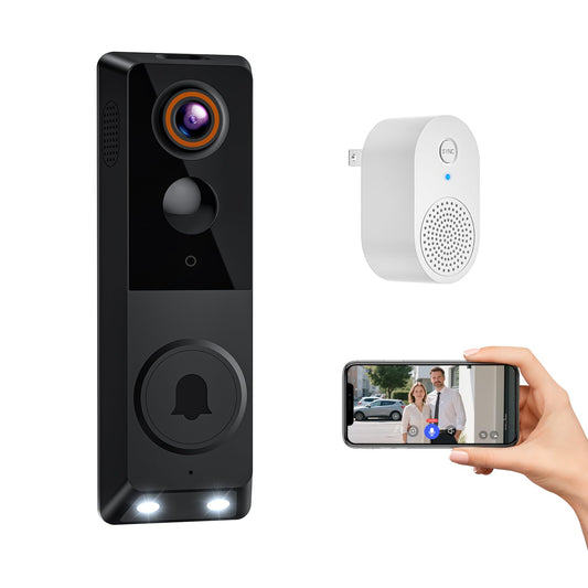 BoomChill 1080p Wireless Wi-Fi Video Doorbell Camera with Doorbell Receiver, Battery Powered, AI Human Detection, Color Night Vision, Two Way Talk, Cloud Storage