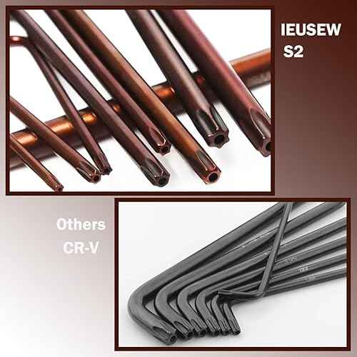 Torx Allen Wrench Set, Tamper Resistant Key Set, S2 Steel, 9-Piece T10-T50 Star Wrench