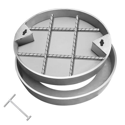 Round Invisible Sewage Basin Cover with Hook, 12/16/20/24/28/31 in Recessed Stainless Steel Manhole Cover, Septic Tank Lid Replacement for Garden/Patio/Parks(80cm/31.5in)