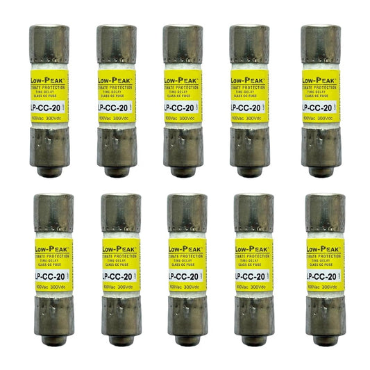 10-Pack New LP-CC-20 LP-CC-20A LP-CC 20A 600Vac Time Delay Fuse,LP-CC-20A Current Limiting Class CC Rejection Cartridge Fuses