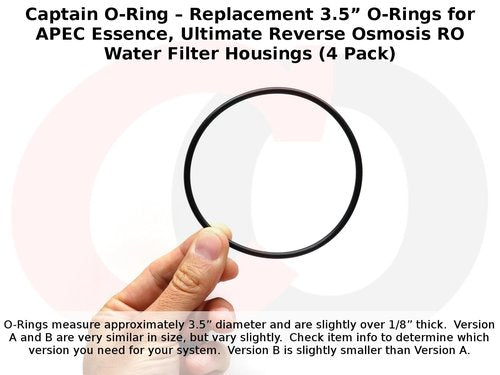 Captain O-Ring – Replacement 3.5” O-Rings for APEC Essence, Ultimate Reverse Osmosis RO Water Filter Housings (4 Pack) (Version B (O-RING-SET-B))