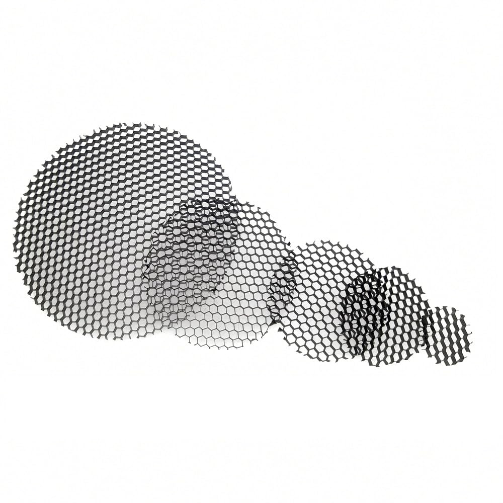 5PCS Black Aluminum Honeycomb Light Covers - 95% Transmittance Anti-Glare Mesh Shade for LED Lighting Applications(85mm)