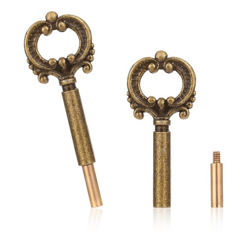 QfwdfcTrenz 4 Pack Antique Brass Lamp Turn Knob Switch Replacement with 1/2" Extensions - Vintage Metal Socket Keys for Floor & Table Lamps