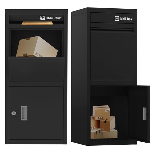 Package Delivery Boxes for Outside with Storage, 17.7"L*15"W*39.4"H Extra Large Parcel Drop Boxes with Lock, Anti-Theft,Waterproof and Rustproof Package Delivery Box for Outdoor Porch(Black)
