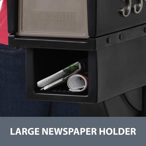Step2 Mailmaster Hudson Mailbox & Post, Weather Resistant, Large Outdoor Mailboxes, Made of Durable Plastic, Easy to Install, Flag Included, Black