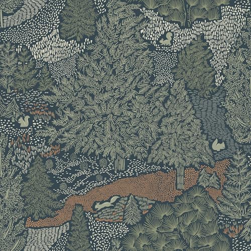 Peel and Stick Wallpaper for Home Decoration Kitchen Forest Treasure Hunt Wallpaper Removable Vinyl Self Adhesive Shelf Paper & Drawer Liner Roll House, Workshop & Office 17.3" x 118" SM-577-3
