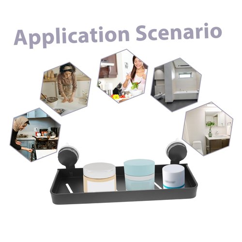 Bathroom Suction Cup Storage Rack Wall Mounted Organizer for Toiletries Makeup No Drilling Required Modern Finish for Smooth Surfaces Versatile and Easy Installation