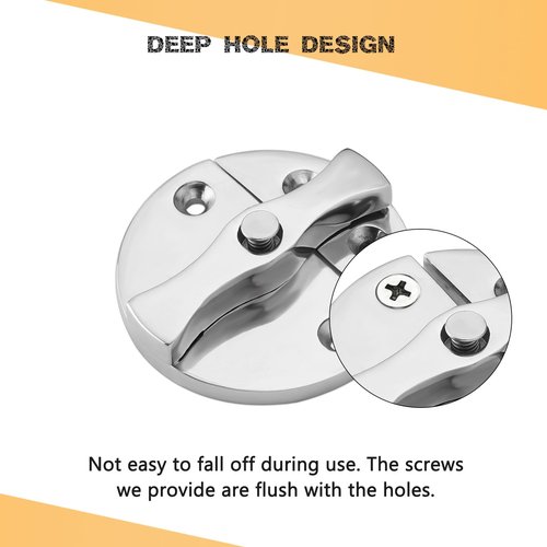 DIALESHU Heavy Duty Marine Boat Door Catch Latch 316 Stainless Steel, 1.69" (43 mm) Hatch Round Turn Button Twist Catch Latch with Screws(2-Pack)