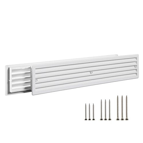 TURvent 17.7" x 3.6" Door Vents for Interior Doors - White Vent Cover with Screws - Plastic Ventilation Grille Two Sided - Air Register for Bathroom, Garage, Kitchen - Cut-Out Area 17x3.1 inch