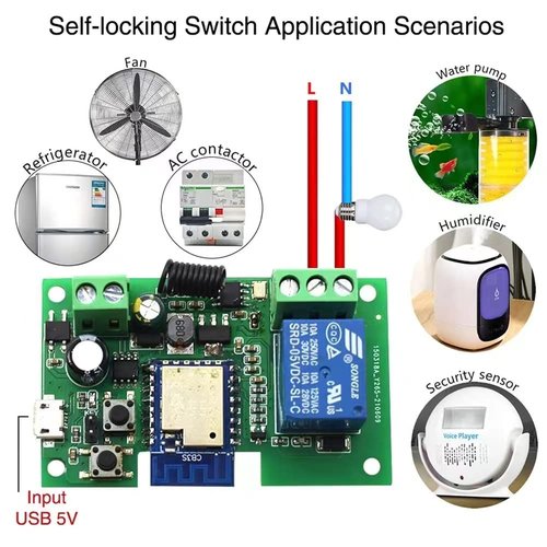 Tuya Smart Life WiFi Momentary Inching Relay Self-Locking Switch Module,DC 7-32V/USB 5V WiFi RF Bluetooth Relay,DIY Smart Home,Compatible with Alexa Goolge Home(1CH) (1CH)