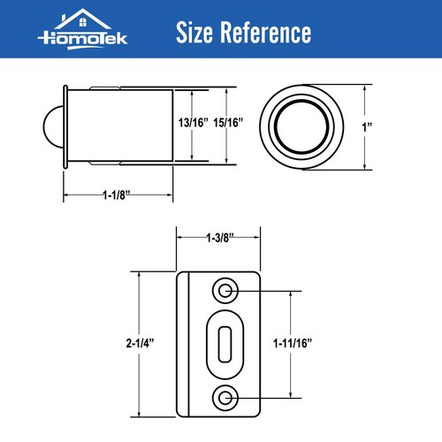 HOMOTEK 2 Pack Drive in Ball Catch with Strike Plate for Closet Doors, Satin Nickel, 13/16" x 1-1/8",Die-cast, Adjustable Tension Ball