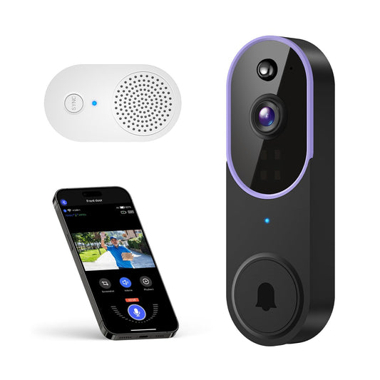 SizzChat 1080P Wireless Video Doorbell Camera, Smart AI Human Detection, Night Vision, 2-Way Audio, Battery Powered, Cloud Storage, 2.4G WiFi, Indoor Outdoor Surveillance