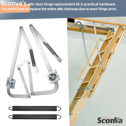 Sconva 55-2 Attic Ladder Hinge Arms with Springs Replacement Kit Compatible with Werner Mk5, WU2210, W2208, W2210 Attic Ladders Parts, Fits for Werner Attic Ladders Manufactured After 2010
