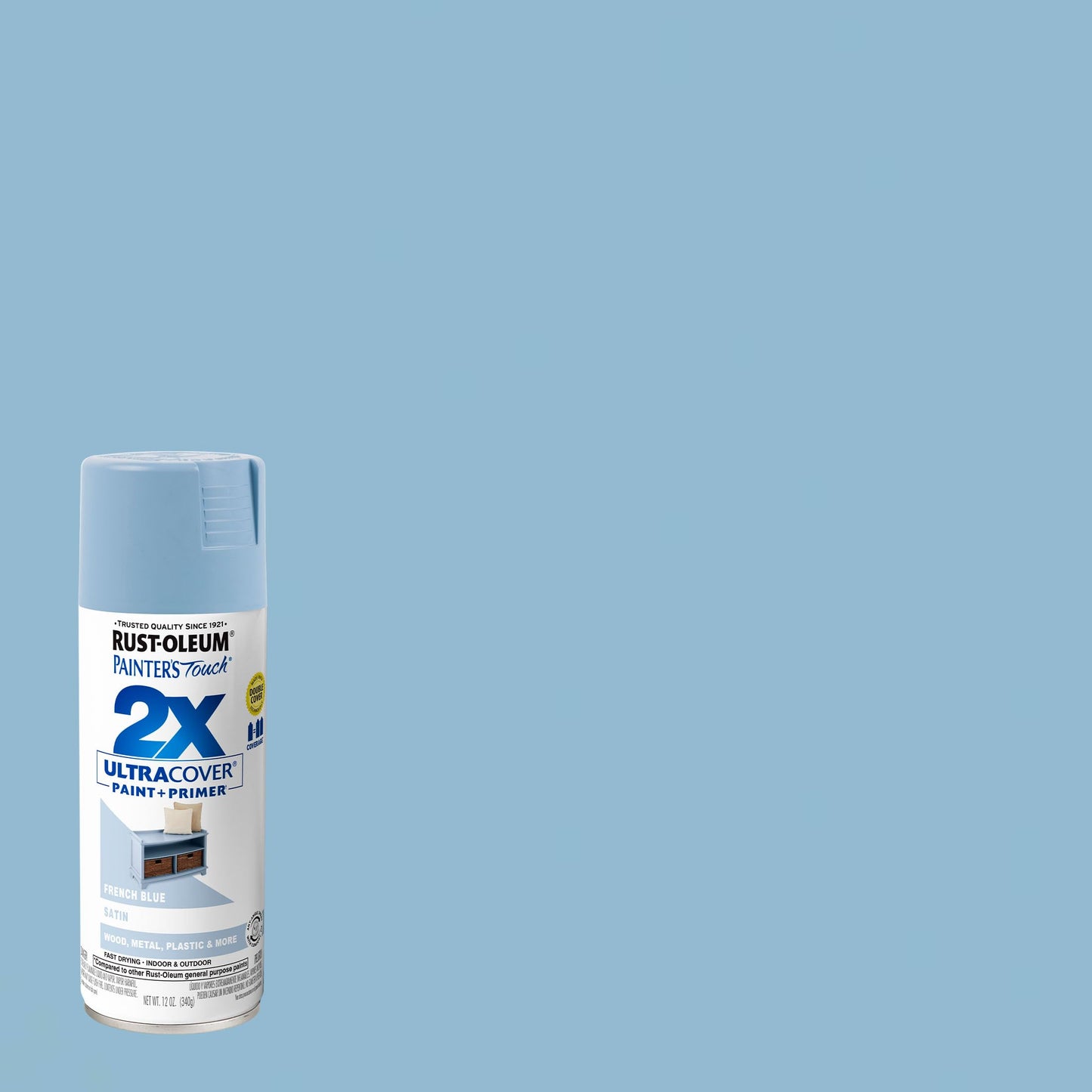 Rust-Oleum 334088 Painter's Touch 2X Ultra Cover Spray Paint, 12 oz, Satin French Blue (Pack of 4)
