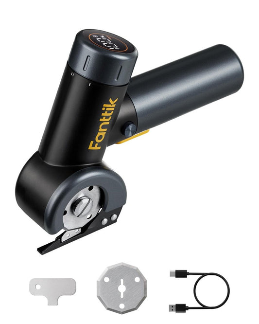 Fanttik C8 Nano Easyswap Cordless Electric Scissors with LED Display, Type-C Rechargeable Cardboard Cutter with 2 Blades, EasySwap Blade Change, LED Light, for Thin Cardboard Box Carpet Leather, Black