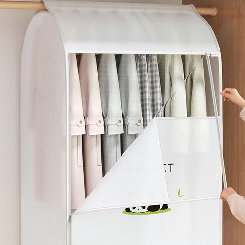 WANGRUIERHA Hanging Garment Bags for Closet Storage, Clothing Rack Cover, Visible Window, Double Zipper, can Hold 10-20 Pieces of Clothing(30x60x90cm/12x24x35in)