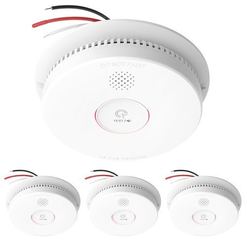 Siterlink Hardwired Interconnected Smoke Detectors,Photoelectric Smoke Alarm with 9V Battery Backup,Test/Silence Button, Hard Wired Fire Alarm for Home GS562A 4pack