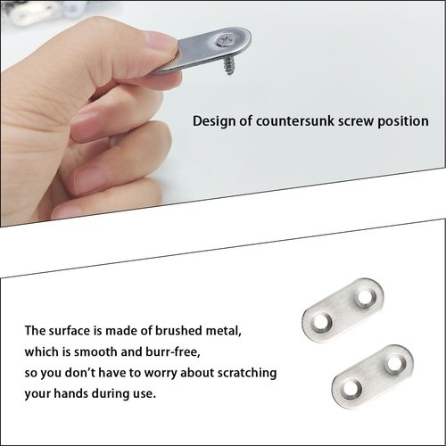 20 Pack Straight Brace, Flat Straight Bracket with Screws,Stainless Straight Flat Brace, Repair Bracket, Flat Plate Straight Bracket, Stainless Steel Straight Bracket (Silver)