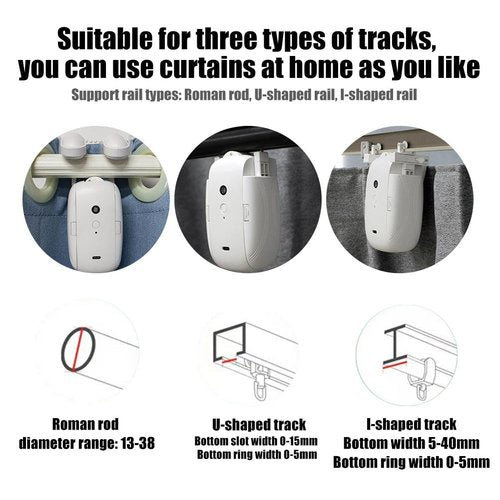 Smart Automatic Curtain Opener, Remote Controlled Electric Curtains Opener with App/Timer/Voice, Upgraded High-Performance Motor, Easy to Install, for Roman Rod/I/U Track (Roman Rod Single Open)