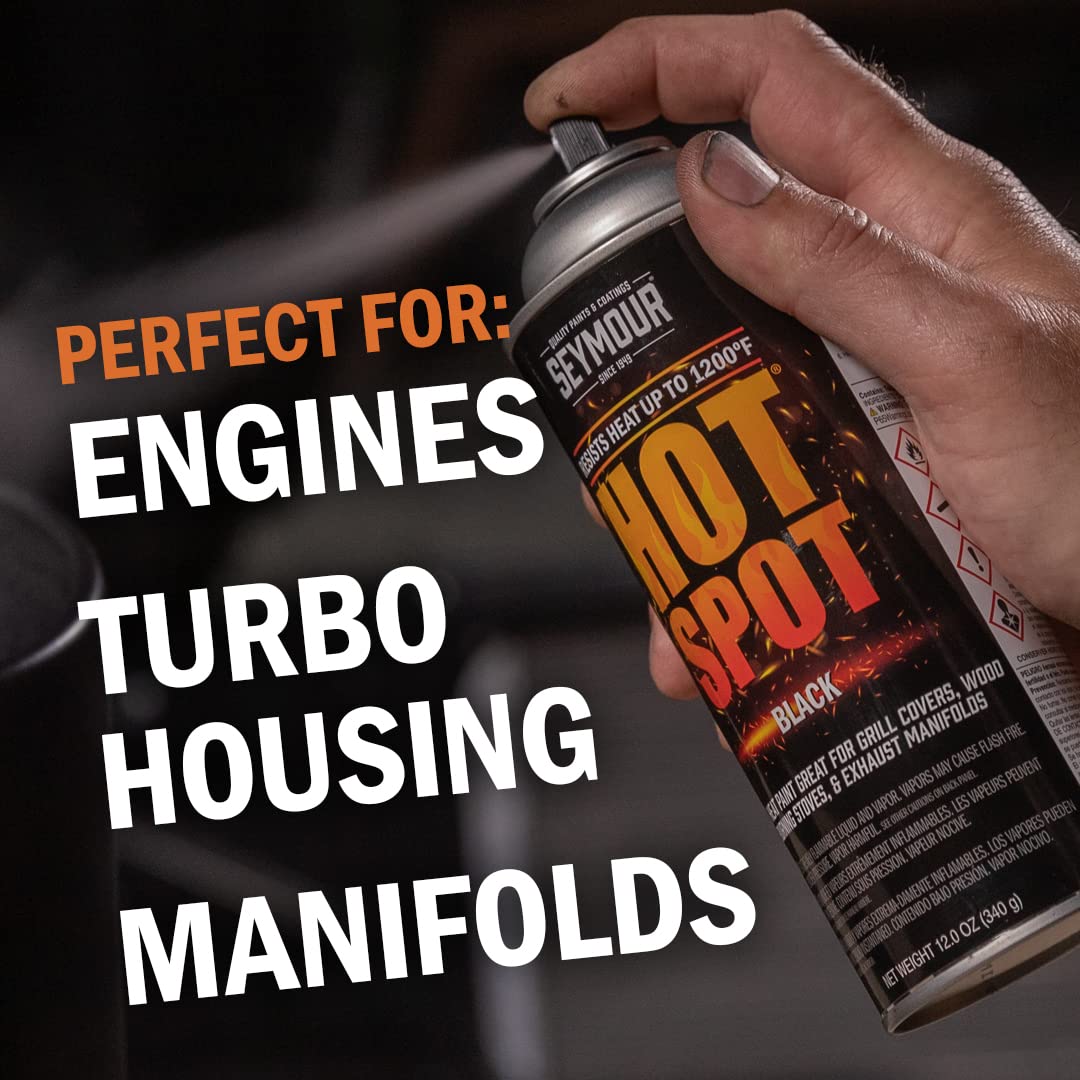 Seymour 16-1201 Hot Spot High Heat Spray Paint Aluminum 12 oz - 1200°F Heat Resistant Coating for Grills, Stoves, Engines, Exhaust, VOC Compliant