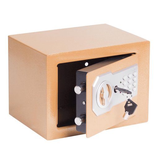 Yuanshikj 0.2 Cubic Feet Electronic Keypad Security Safe Lock Box Steel Digital Deposit for Home Office Hotel Business Cash Jewelry Storage (LIGHT GOLD, 0.2 CF)