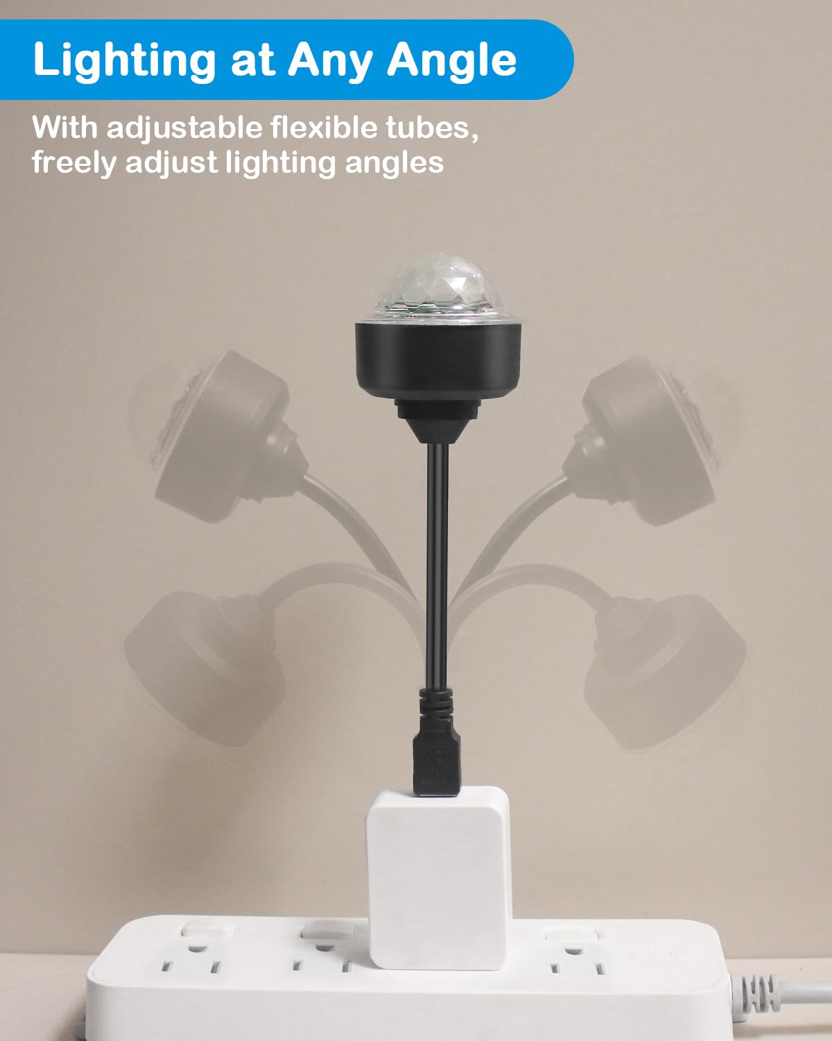 Luditek Mini Disco Ball Light with Flexible USB Extender, Sound Activated Strobe Party Lights for Karaoke Car, Stocking Stuffers Birthday Decorations for Halloween Christmas (3 Packs)