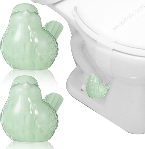 1PCS Green Toilet Bolt Caps Covers, Ceramic Lovely Bird Toilet Screw, Fun Animals Themed Gadgets for The Avoid Rusting Bolts