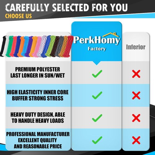 PerkHomy 90 ft 1/4 inch (7mm) Nylon Poly Rope Flag Pole Polypropylene Clothes Line Camping Utility Good for Tie Pull Swing Climb Knot (White)