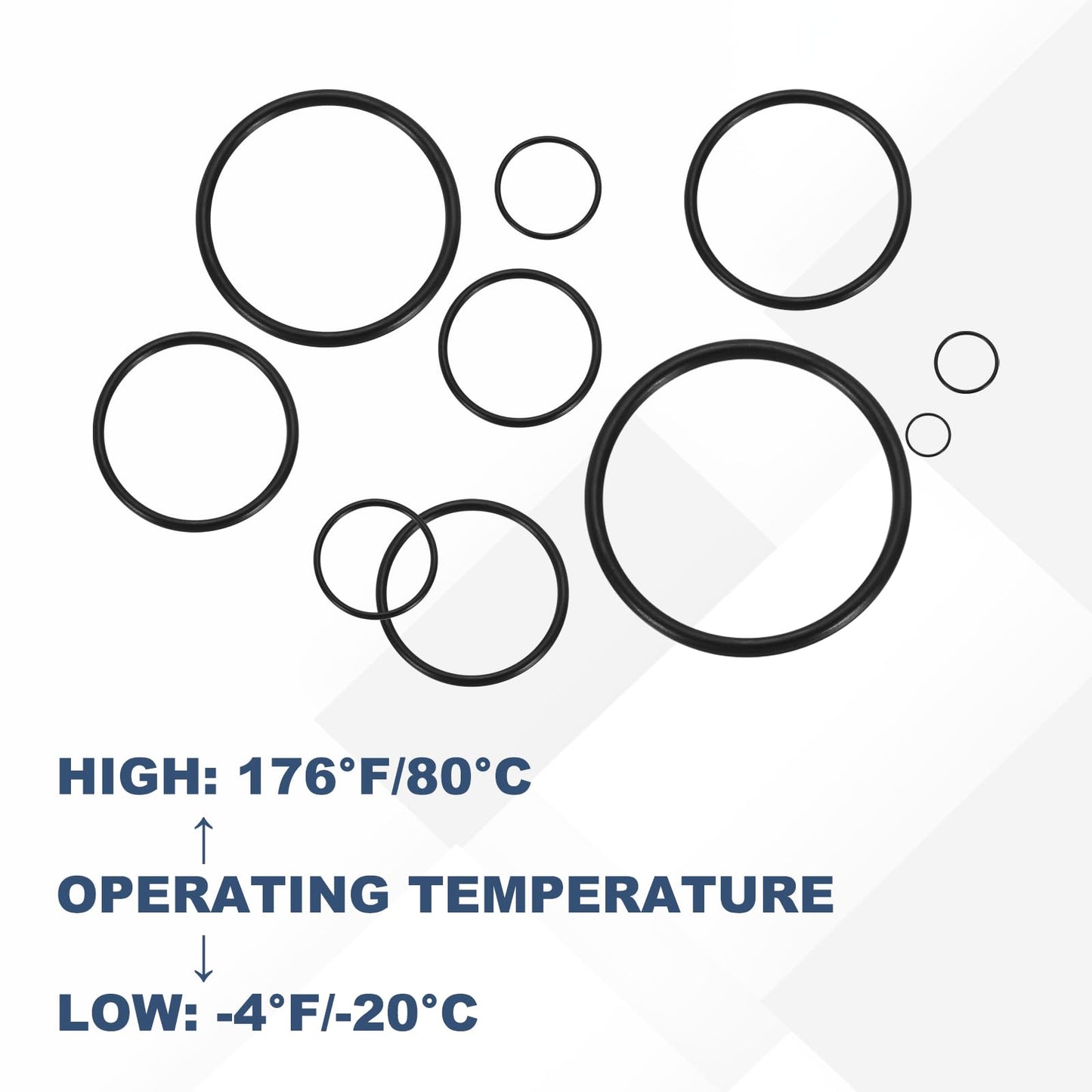 uxcell 100Pcs AS-016 O-Rings, Nitrile Rubber O-Rings 5/8" ID, 3/4" OD, 1/16" Width Round Sealing Gasket for Automotive Machine Plumbing Sealing Repair (70 Durometer, Black)