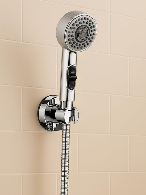 V-Frankness Shower Holder with Suction Cup, Removable No-Drill Wall Mount, Universal Bathroom Hose Bracket, Chrome
