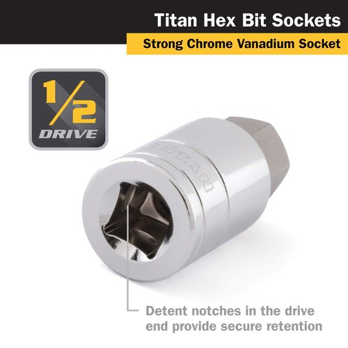 Titan 15619 1/2-Inch Drive x 19mm Hex Bit Socket