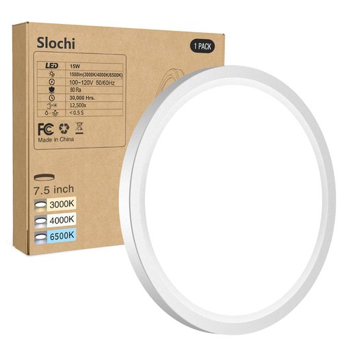 Flush Mount Ceiling Light Fixtures - 3000K-4000K-6500K & 100W Equivalent Flat led Lights for Room Ceiling,7.5Inch Ultra Thin Round White Ceiling Lights for Living Room,Bedroom,Kitchen,Bathroom,Hallway