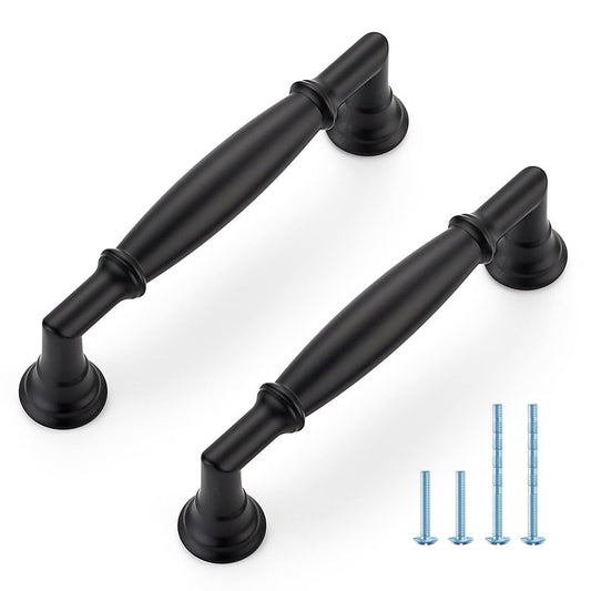HOME EDIT 5 Pack 3-3/4 Inch Matte Black Cabinet Handles Solid Zinc Alloy Pulls for Kitchen, Dresser, Closet & Bathroom Cabinets Hardware