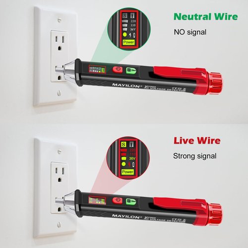 DYLIFE Voltage Tester, Non Contact Voltage Tester Pen,Dual Range AC 12V-1000V/48V-1000V,Electrical Tester with LCD Display,Buzzer Alarm,Flashlight,Live/Null Wire Breakpoint Tester for Home,Car,Light