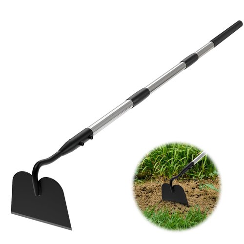 MANXRKUI Draw Hoe Garden Tool, Heavy Duty Garden Hoes for Weeding Long Handle, Easy Stand Up Scraping Weeder Tool for Garden, 5.5 FT Adjustable Weed Hoe with 6-inch Wide Welded Blade
