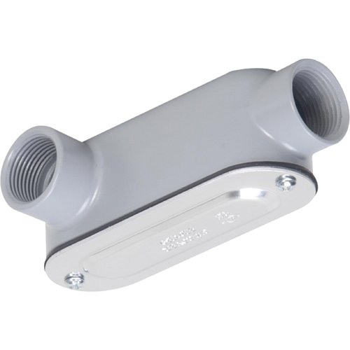 TayMac RLL200 Threaded LL Type Conduit Body, Die Cast Aluminum, Stamped Steel Cover, 2-Inch, Gray