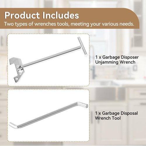 Belleone Garbage Disposer Unjamming Wrench, Durable Garbage Disposal Wrench for Moen, Waste King, InSinkErator Garbage Disposal, Kitchen Unclogger Wrench Tool for Jams Clutter Removal
