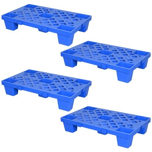 Kerty Nestable Plastic Pallets 4Pcs, 19.7'' L X 11.8'' W X 3.9'' H Lightweight Pallet with Breathable Grid, Moisture Proof Floor Pallets for Kitchen Supermarket Restaurant Warehouse Basement Storage