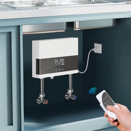 Jiabailie Mini Electric Tankless Water Heater,4000W 110V Constant Temperature Instant Hot Water Heater w/Remote Control Touch Display Screen Hot Water Heater for Home Kitchen bathrooms hotels 86-131℉