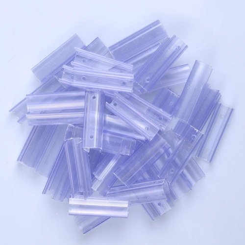 DELight 2" Plastic U Channel System 50PCS Clear PVC Universal LED Track Mounting Holder Accessories for 9/16" Neon Flex Strip Light Outdoor Indoor