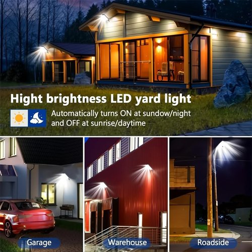 Acmefun Saker Sakerplus Solar Street Lights, IP66 Waterproof Outdoor LED Lights, 6500K Dusk to Dawn Security Flood Lights with Remote Control for Parking, Yard, Garden, Road (1PC)