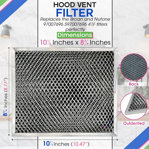 Stove Vent Filter 41F 97007696 8.8x10.5 in Charcoal Grease Filter for NuTone/Broan