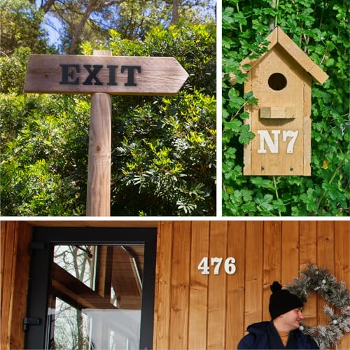 Black 1 House Number and Metal Letter Set for Outdoor Signs – 5 Inch Durable Address Numbers with Easy Nail Kit