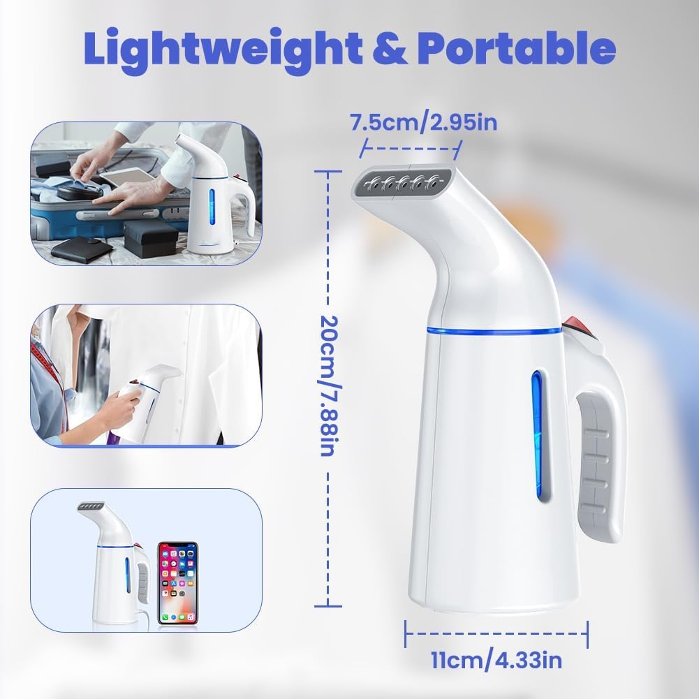 Blesgam Steamer for Clothes 700W, Fast Heat-up in 40S, 120ML Water Tank, 25g/min Strong Penetrating Steam, Portable Clothes Steamer Iron for Travel and Home(GY169)
