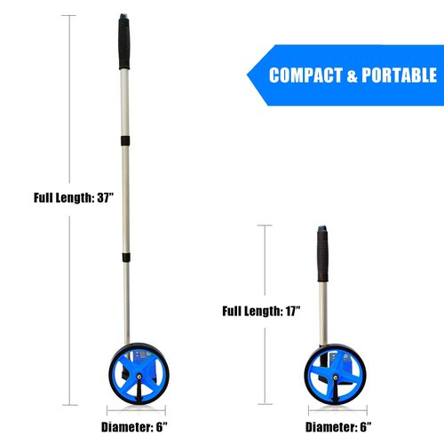 Zozen Measuring Wheel, Blue 6Inch Measure Wheel, Distance Measuring in Feet, Rolling Measurement [Up To 10,000Ft], Telescopic/Mechanical/One Key to Reset, Include Carrying Bag.