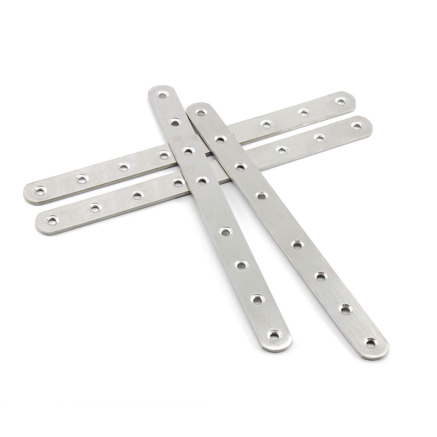 4 Pack Flat Mending Plate for Wood,ULIFESTAR Stainless Steel Straight Brackets 300mm / 12" Length 8 Screw Hole Flat Repair Fixing Wood Brace Joining Plates Connector with Fixing Screws