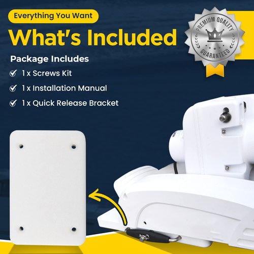 For Minn Kota Quick Release Bracket RTA 17 1854017 Compatible with Riptide Terrova, Ulterra, PowerDrive V2, Deckhand 40 Motor, for Riptide Electric Steer Trolling Motor Mount Plate, White