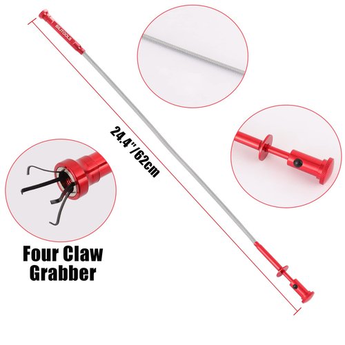 BILITOOLS Flexible Magnetic Grabber Pickup Tool, 24.4" Flex Magnet Pick Up Tool Bendable with 4 Claws